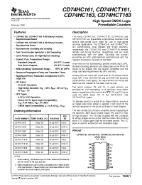 Datasheet CD74HC163E manufacturer TI